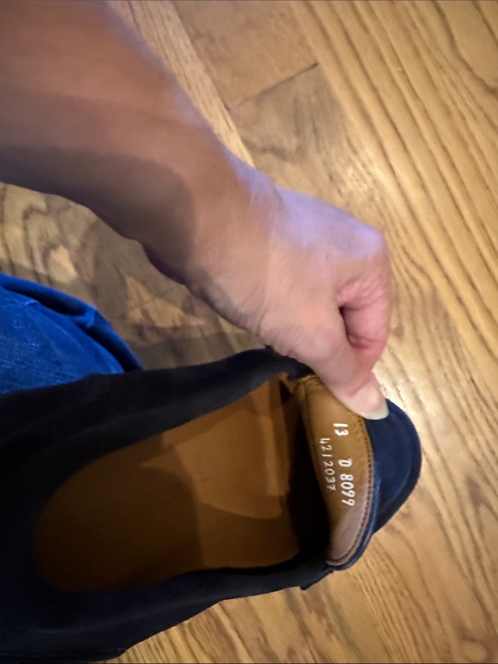 Allen Edmonds Navy Blue Suede Penny Loafers - Picture 3 of 3